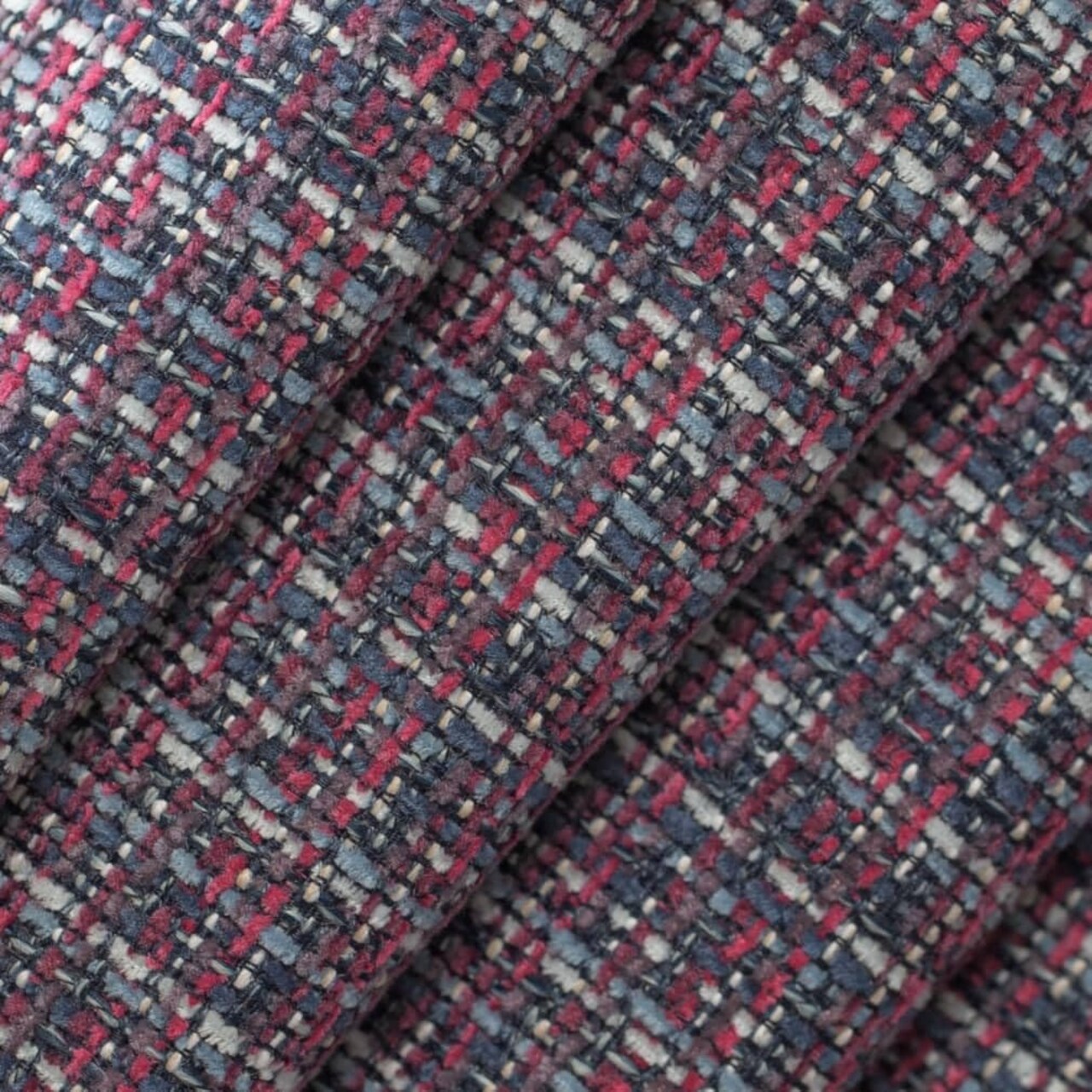 Purple Stain Resistant Performance Pet Friendly Small Scale Textured Tweed Upholstery Fabric by The Yard - SKU: Gemini Wildflower
